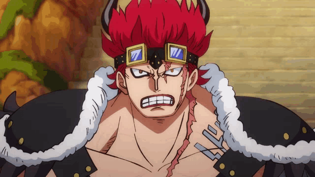 Un gif de Eustass Kid qui rougit comme une jouvencelle